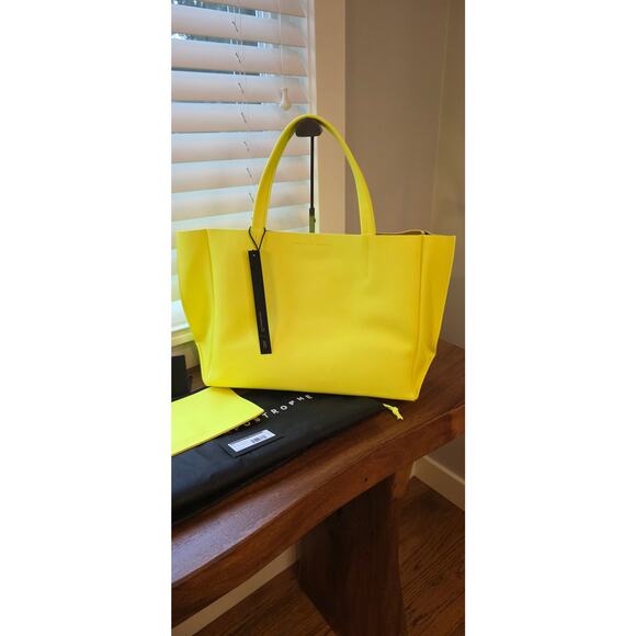 Ampersand as Apostrophe Sideways Tote Soft Neon Yellow NWT - Picture 1 of 7
